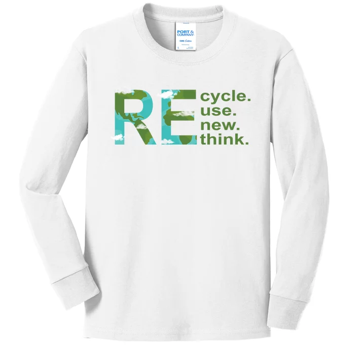 Recycle Reuse Renew Rethink Earth Day Kids Long Sleeve Shirt