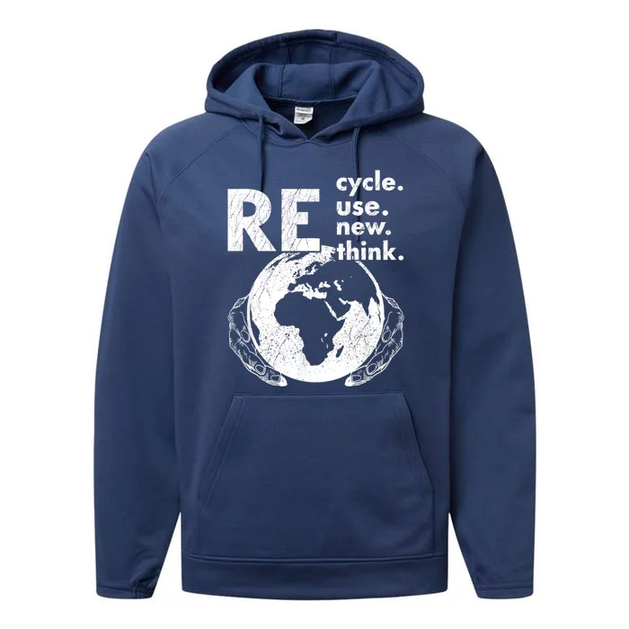 Recycle Reuse Renew Rethink Earth Day Design Performance Fleece Hoodie