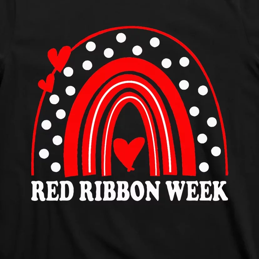 Rainbow Red Ribbon Week Leopard We Wear Red For Awareness T-Shirt