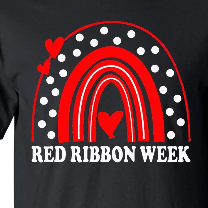 Rainbow Red Ribbon Week Leopard We Wear Red For Awareness Tall T-Shirt