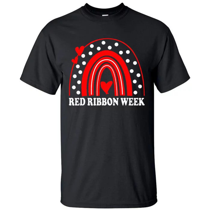 Rainbow Red Ribbon Week Leopard We Wear Red For Awareness Tall T-Shirt