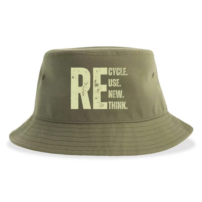 Recycle Reuse Renew Rethink Sustainable Bucket Hat