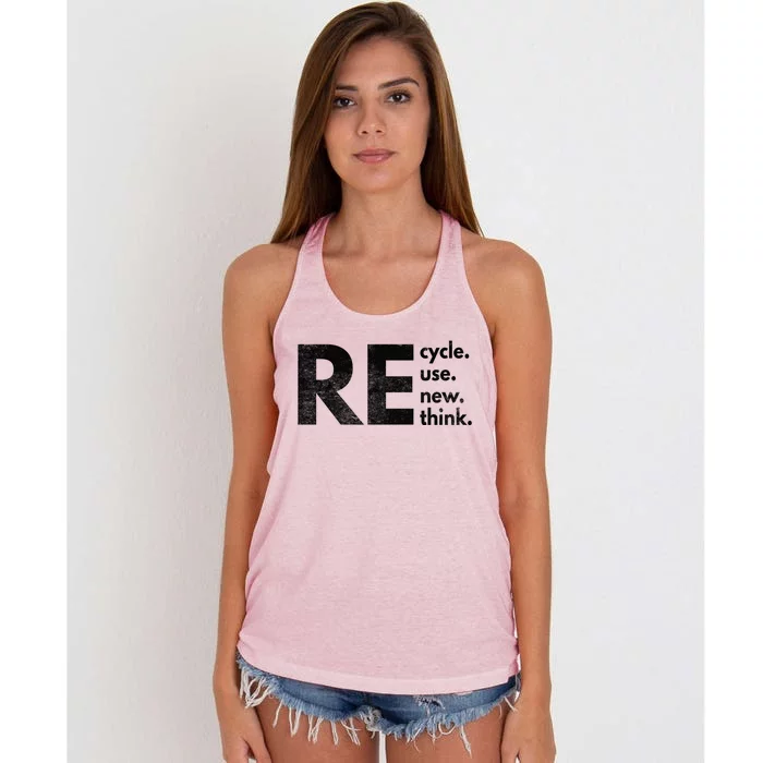 Recycle Reuse Renew Rethink Crisis Environmental Activism Women's Knotted Racerback Tank