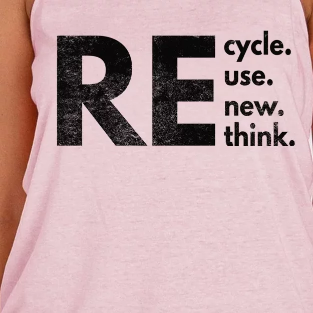 Recycle Reuse Renew Rethink Crisis Environmental Activism Women's Knotted Racerback Tank