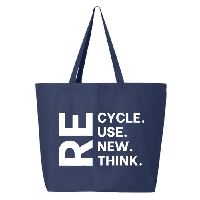 Recycle Reuse Renew Rethink Earth Day Environmental ON BACK 25L Jumbo Tote