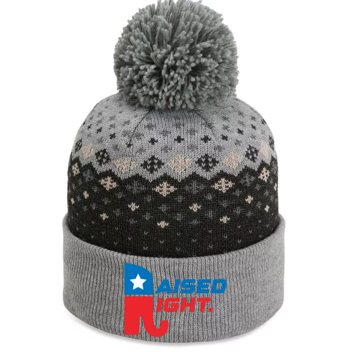 Raised Right Republican Elephant Retro Style Distressed Gift The Baniff Cuffed Pom Beanie