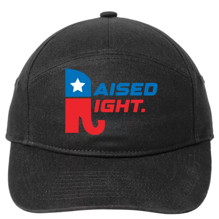 Raised Right Republican Elephant Retro Style Distressed Gift 7-Panel Snapback Hat