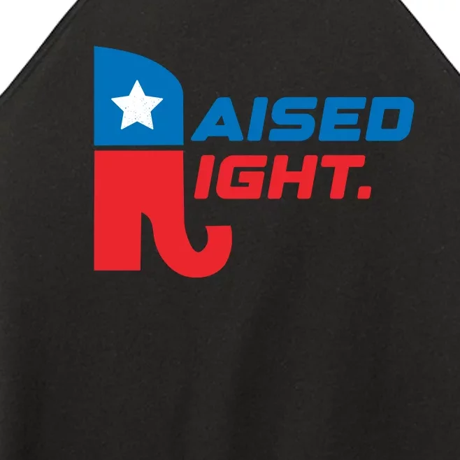 Raised Right Republican Elephant Retro Style Distressed Gift Women’s Perfect Tri Rocker Tank