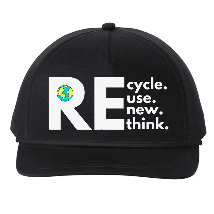 Recycle Reuse Renew Rethink Activism Earth Day Snapback Five-Panel Rope Hat