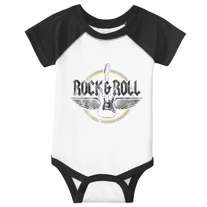 Retro Rock & Roll Guitar Wings Music Concert Band Infant Baby Jersey Bodysuit