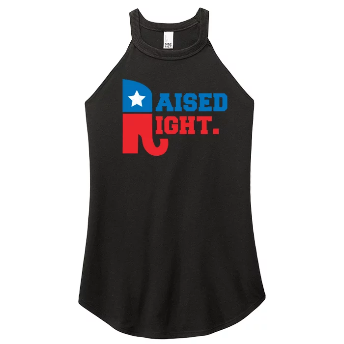 Raised Right Republican Elephant Retro Style Distressed Gift Women’s Perfect Tri Rocker Tank