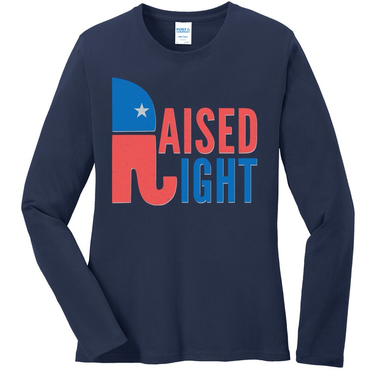Raised Right Republican Party Ladies Missy Fit Long Sleeve Shirt