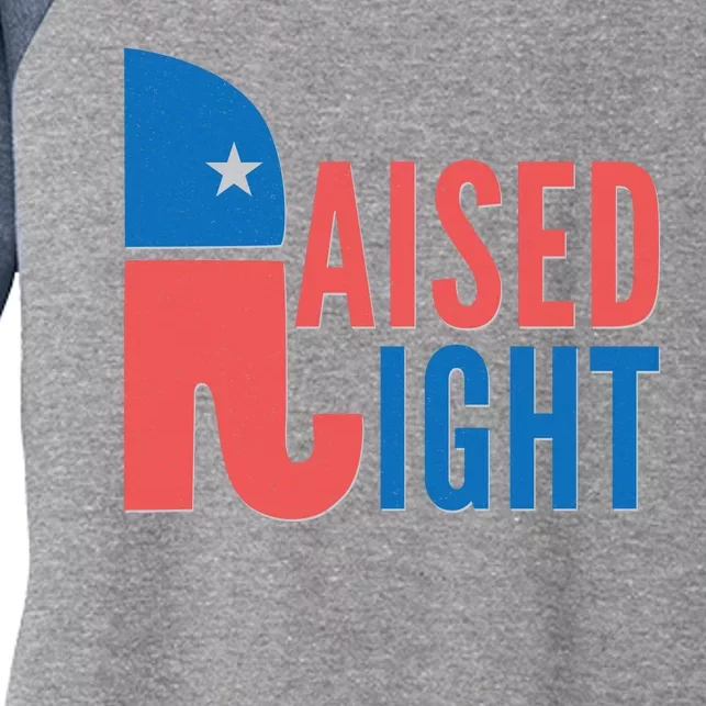 Raised Right Republican Party Women's Tri-Blend 3/4-Sleeve Raglan Shirt