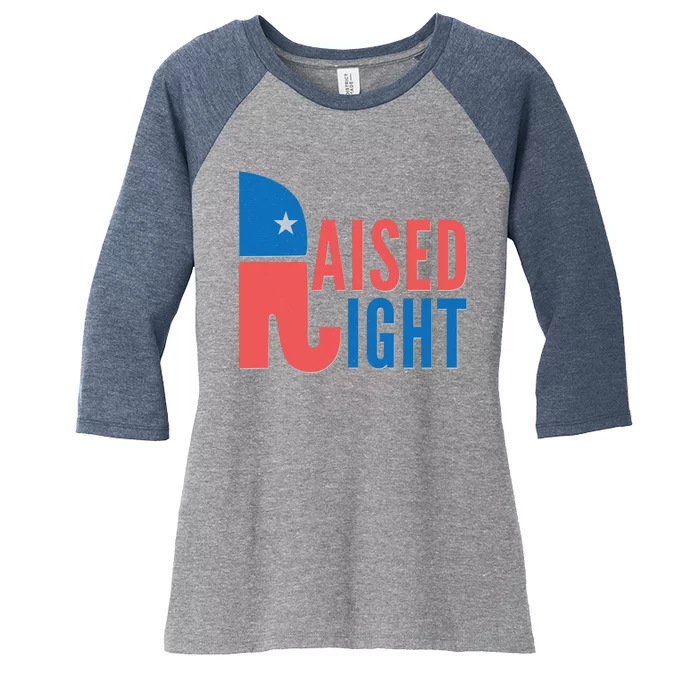 Raised Right Republican Party Women's Tri-Blend 3/4-Sleeve Raglan Shirt