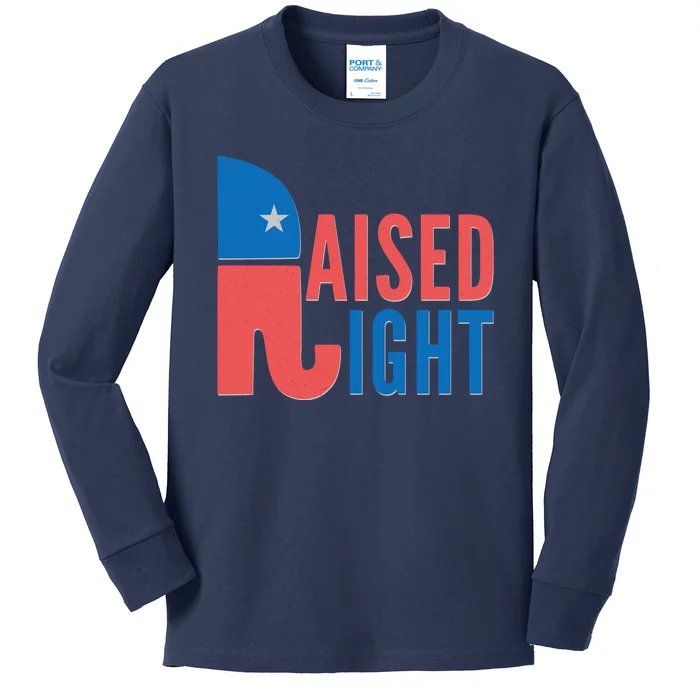 Raised Right Republican Party Kids Long Sleeve Shirt