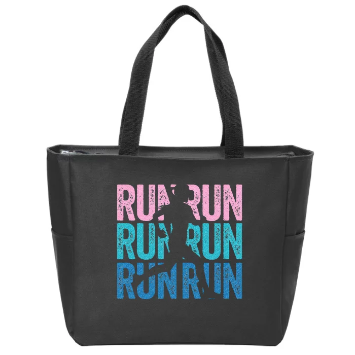 Retro RUN Runner Jogger Marathon Vintage For Women Zip Tote Bag