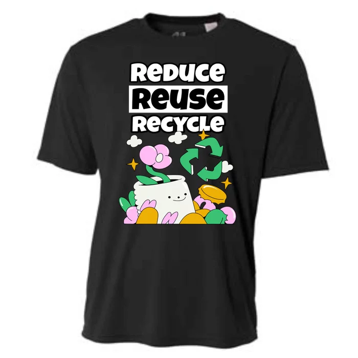 Reduce Reuse Recycle Earth Day Conservation Environtalist Funny Gift Cooling Performance Crew T-Shirt