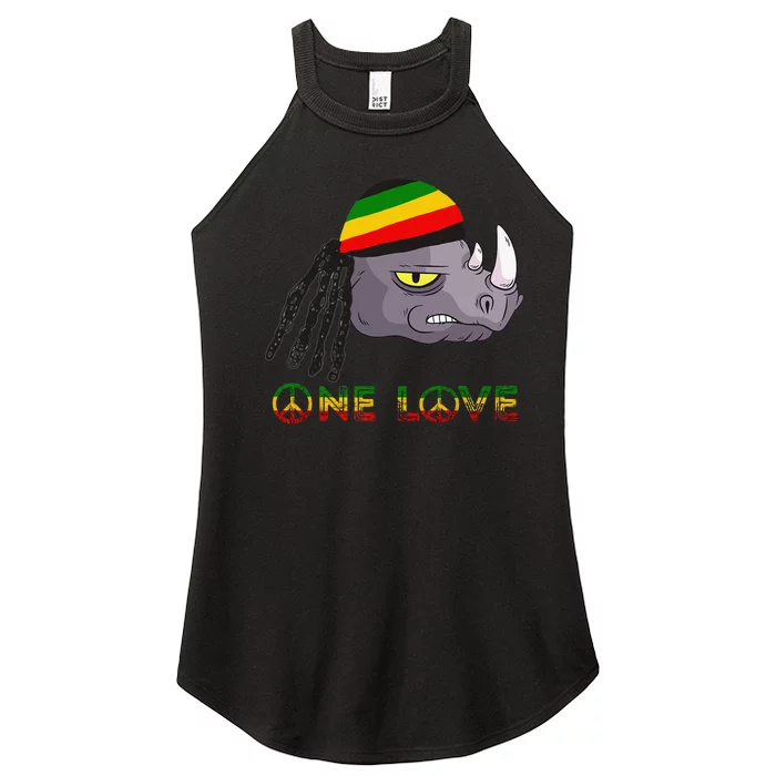 Rasta Rhino Reggae One Love Rastafarian Roots Jamaican Pride Women’s Perfect Tri Rocker Tank