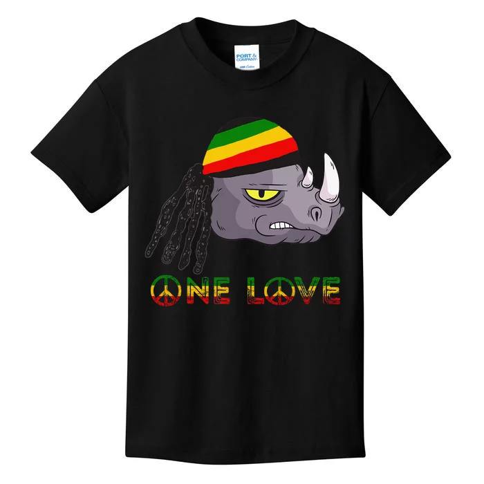 Rasta Rhino Reggae One Love Rastafarian Roots Jamaican Pride Kids T-Shirt