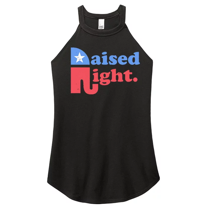 Raised Right Republican Elephant Retro Style Distressed Gift Women’s Perfect Tri Rocker Tank