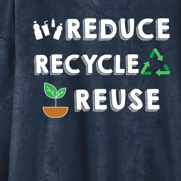 Reduce Recycle Reuse Environt Pollution Waste Awareness Gift Hooded Wearable Blanket