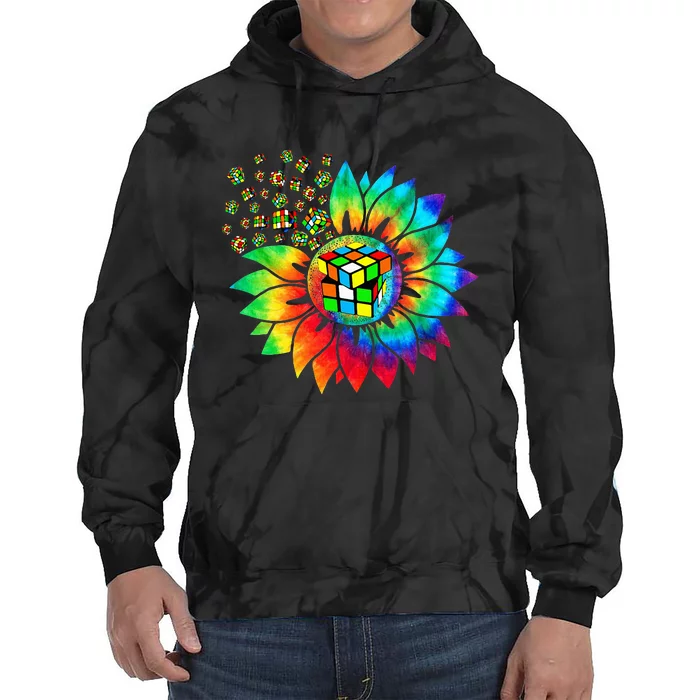 Rubik Rubix Rubics Player Cube Sunflower Color Math Lovers Tie Dye Hoodie