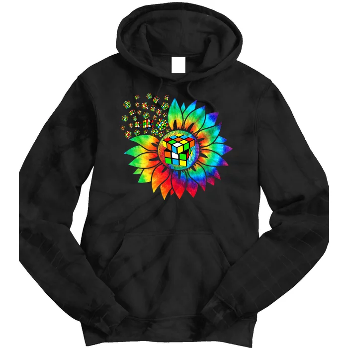 Rubik Rubix Rubics Player Cube Sunflower Color Math Lovers Tie Dye Hoodie