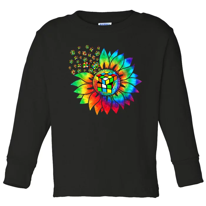 Rubik Rubix Rubics Player Cube Sunflower Color Math Lovers Toddler Long Sleeve Shirt