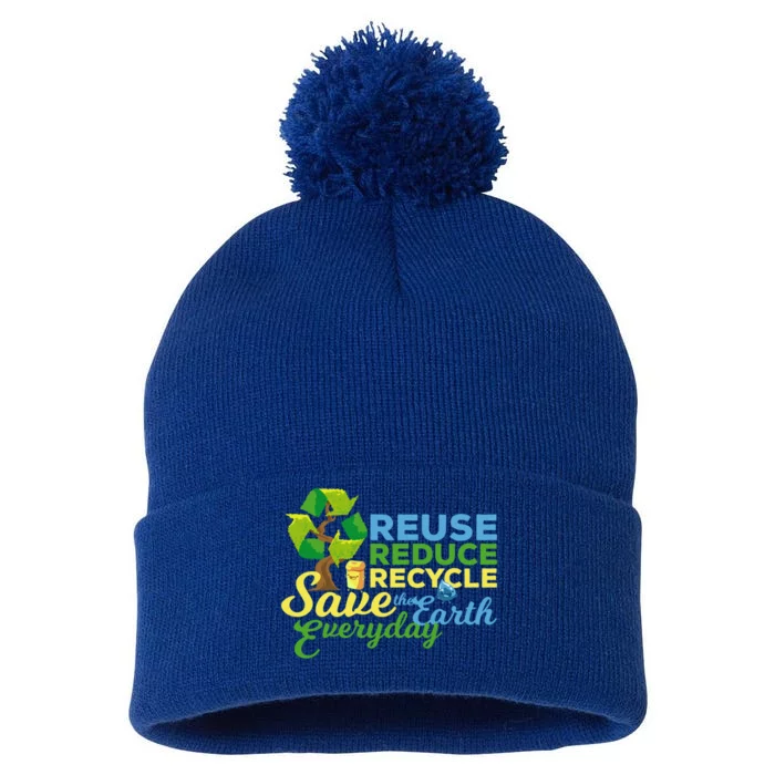 Reuse Reduce Recycle Save The Earth Everyday Gift Pom Pom 12in Knit Beanie