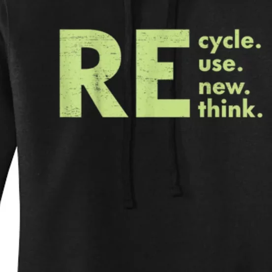 Recycle Reuse Renew Rethink Crisis Environmental Activism Women's Pullover Hoodie