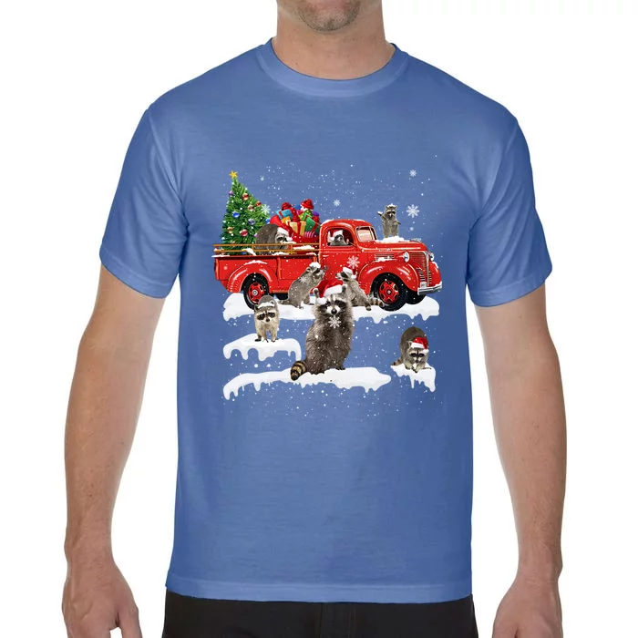 Raccoon Riding Red Truck Merry Christmas Xmas Ugly Gift Funny Gift Comfort Colors T-Shirt