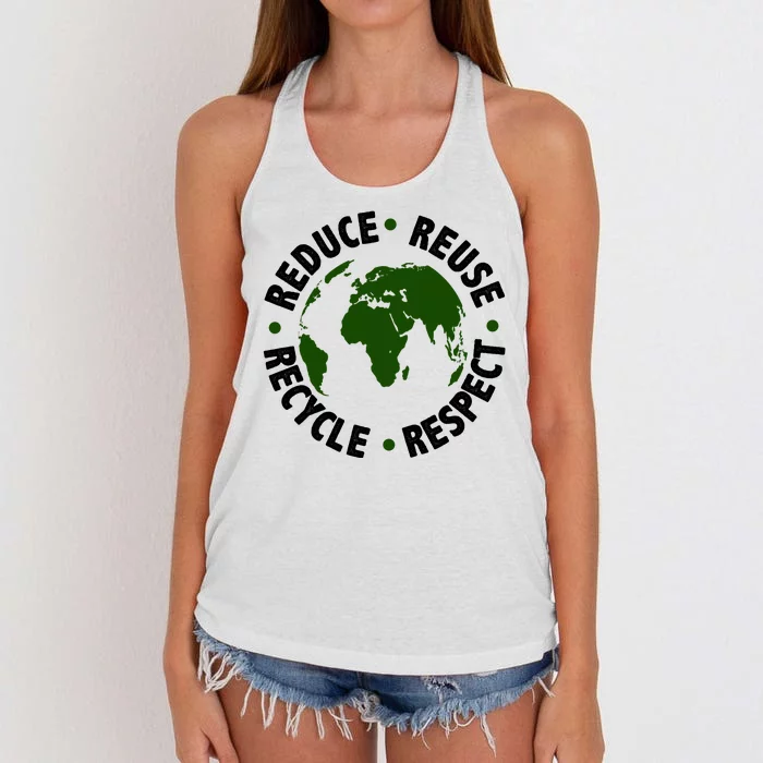 Recycle Reduce Reuse Respect Earth Day Women's Knotted Racerback Tank