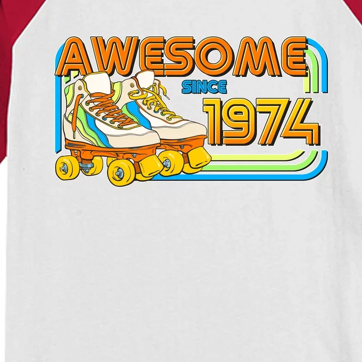 Retro Roller Skates Awesome Since 1974 50th Birthday Kids Colorblock Raglan Jersey