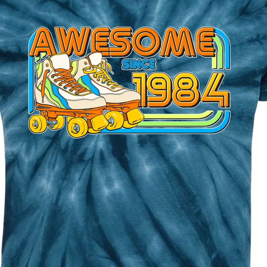 Retro Roller Skates Awesome Since 1984 40th Birthday Kids Tie-Dye T-Shirt