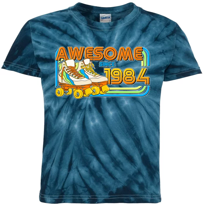 Retro Roller Skates Awesome Since 1984 40th Birthday Kids Tie-Dye T-Shirt