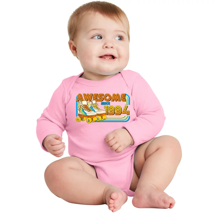 Retro Roller Skates Awesome Since 1994 30th Birthday Baby Long Sleeve Bodysuit