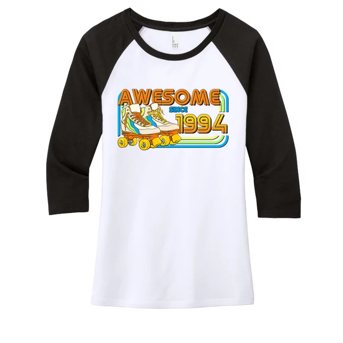 Retro Roller Skates Awesome Since 1994 30th Birthday Women's Tri-Blend 3/4-Sleeve Raglan Shirt