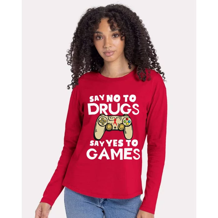 Red Ribbon Squad Week Say No To Say Yes To Video Games Womens Cotton Relaxed Long Sleeve T-Shirt