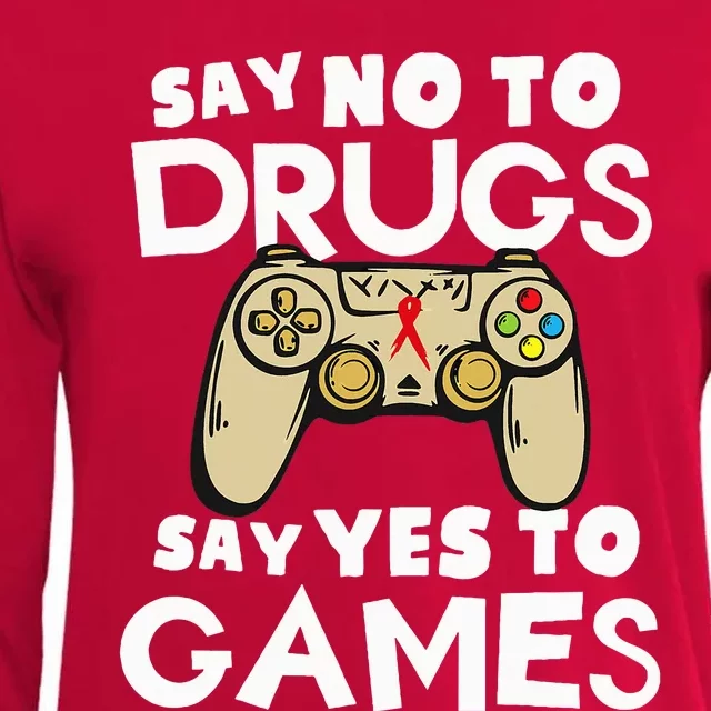 Red Ribbon Squad Week Say No To Say Yes To Video Games Womens Cotton Relaxed Long Sleeve T-Shirt