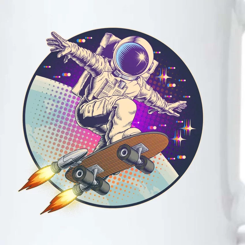 Retro Rocket Skateboarding Space Astronaut Black Color Changing Mug