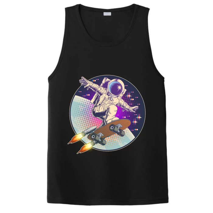 Retro Rocket Skateboarding Space Astronaut Performance Tank