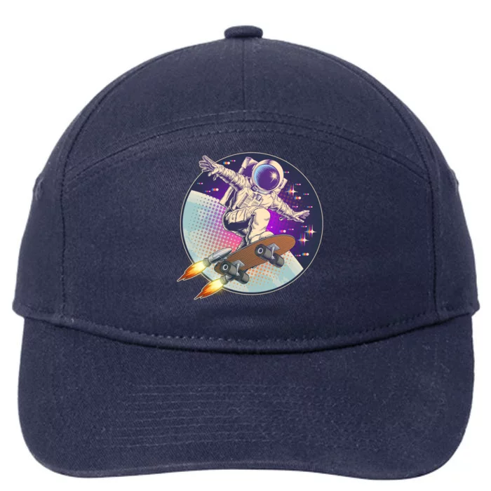 Retro Rocket Skateboarding Space Astronaut 7-Panel Snapback Hat