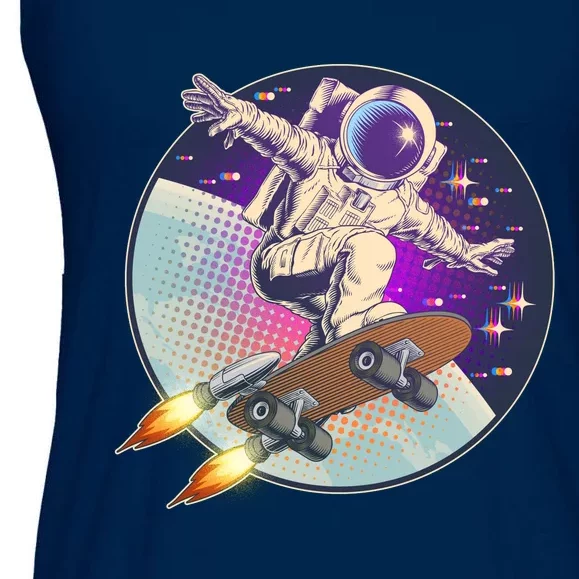 Retro Rocket Skateboarding Space Astronaut Ladies Essential Flowy Tank