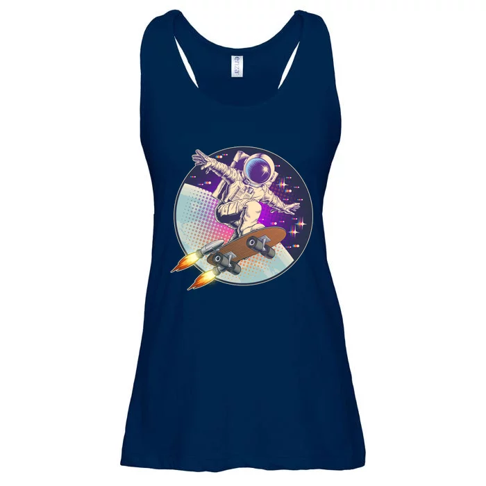 Retro Rocket Skateboarding Space Astronaut Ladies Essential Flowy Tank