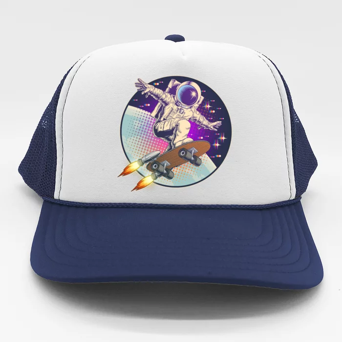 Retro Rocket Skateboarding Space Astronaut Trucker Hat