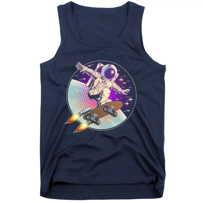 Retro Rocket Skateboarding Space Astronaut Tank Top