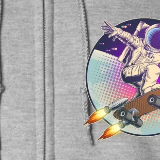 Retro Rocket Skateboarding Space Astronaut Full Zip Hoodie