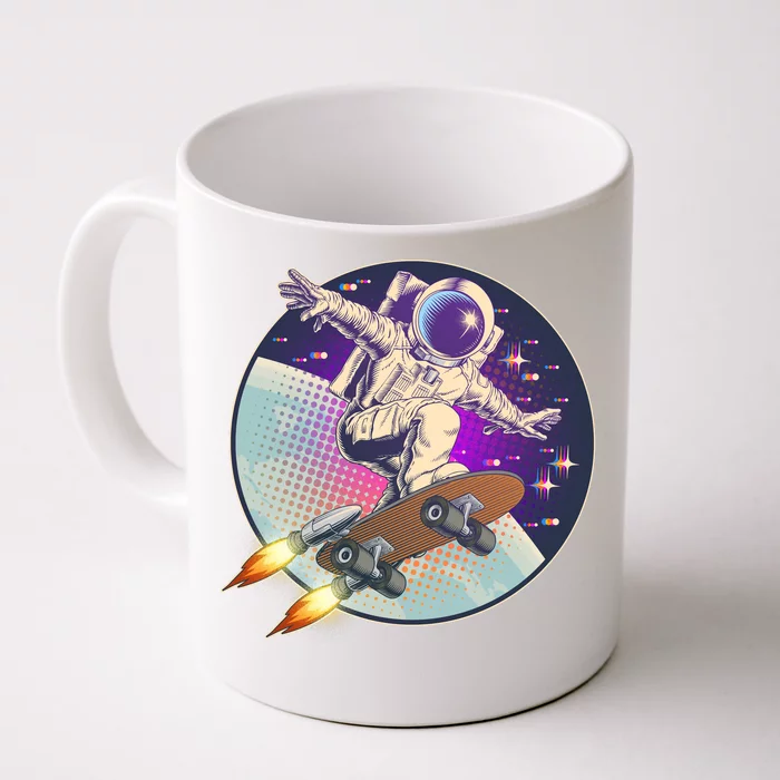 Retro Rocket Skateboarding Space Astronaut Front & Back Coffee Mug