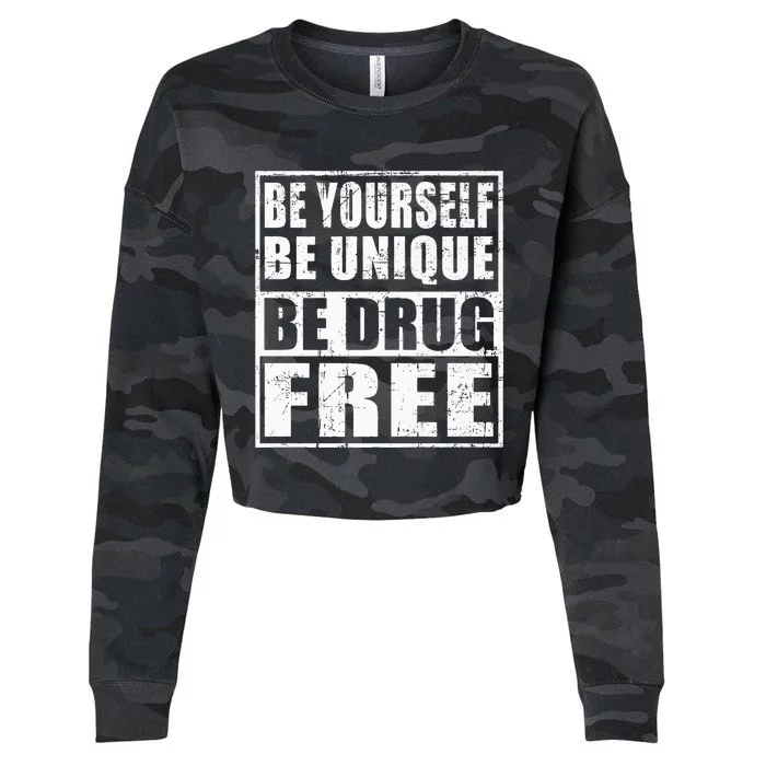 Red Ribbon Squad Week Be Yourself Be Unique Be Drug Free Cropped Pullover Crew