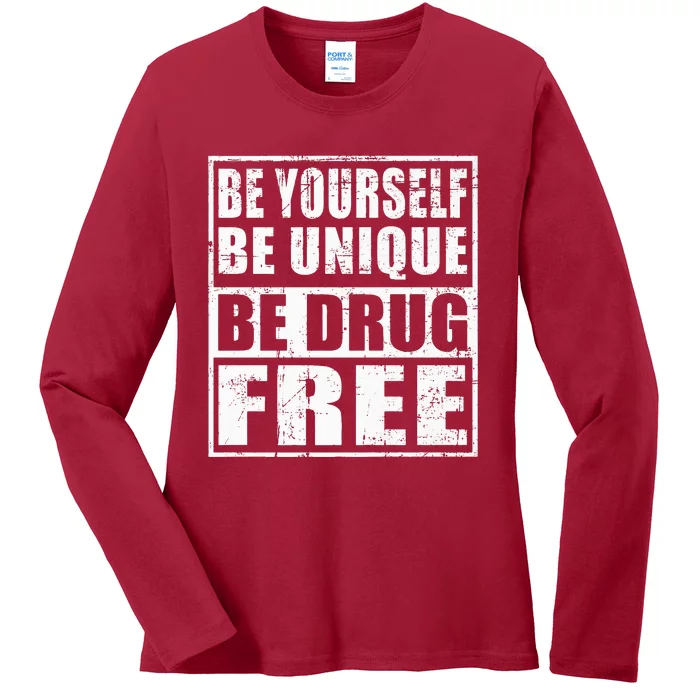 Red Ribbon Squad Week Be Yourself Be Unique Be Drug Free Ladies Long Sleeve Shirt